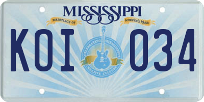 MS license plate KOI034