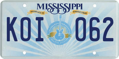 MS license plate KOI062