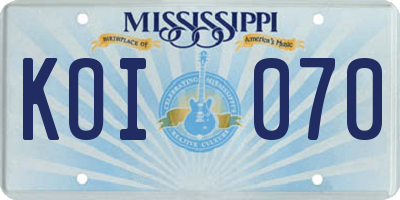 MS license plate KOI070