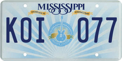 MS license plate KOI077