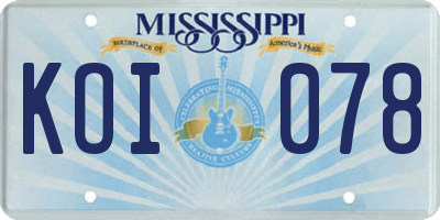 MS license plate KOI078