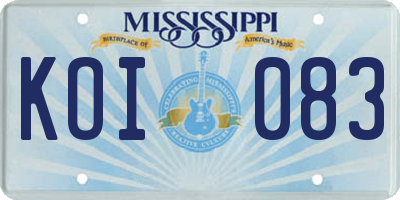MS license plate KOI083