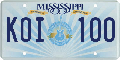 MS license plate KOI100