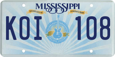 MS license plate KOI108