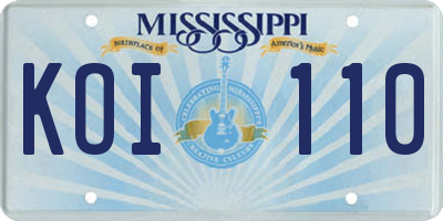 MS license plate KOI110