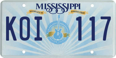 MS license plate KOI117