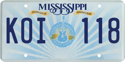 MS license plate KOI118