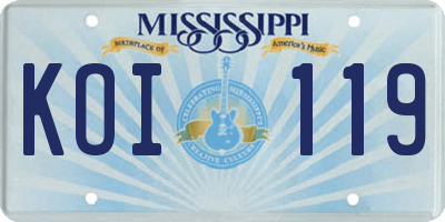 MS license plate KOI119
