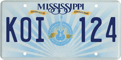 MS license plate KOI124
