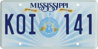 MS license plate KOI141