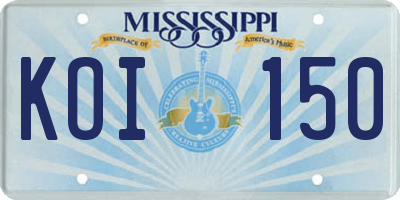 MS license plate KOI150