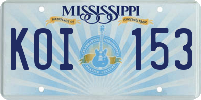 MS license plate KOI153