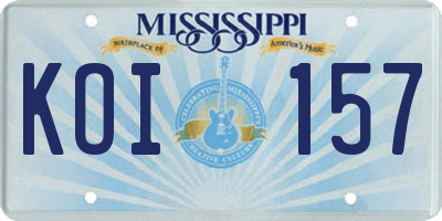 MS license plate KOI157