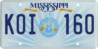 MS license plate KOI160