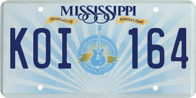 MS license plate KOI164