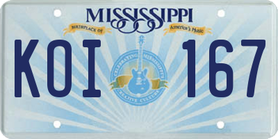MS license plate KOI167