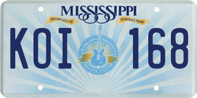 MS license plate KOI168