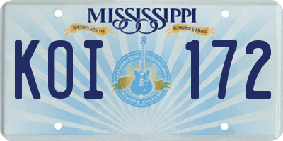 MS license plate KOI172