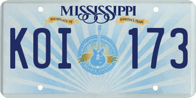 MS license plate KOI173
