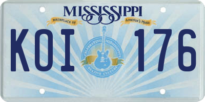 MS license plate KOI176
