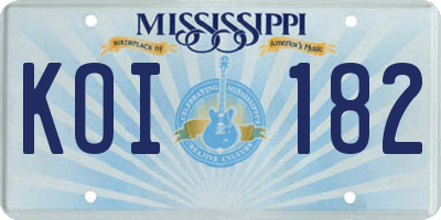 MS license plate KOI182