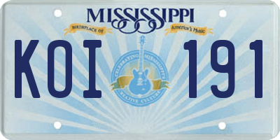 MS license plate KOI191