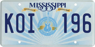 MS license plate KOI196