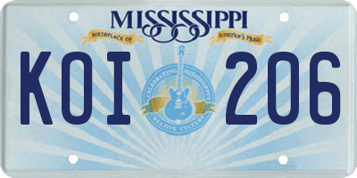 MS license plate KOI206