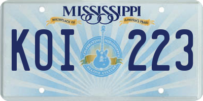 MS license plate KOI223