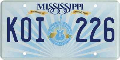 MS license plate KOI226