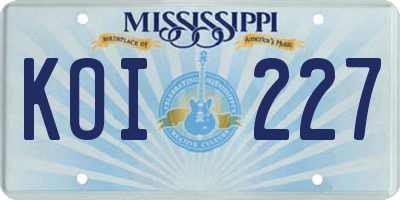 MS license plate KOI227
