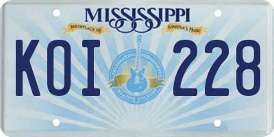 MS license plate KOI228