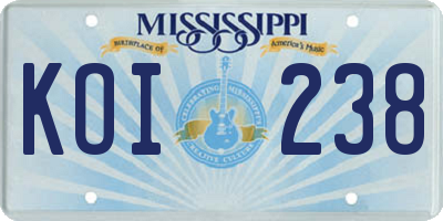 MS license plate KOI238
