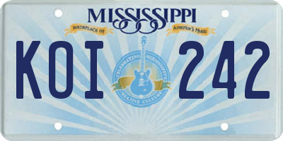 MS license plate KOI242