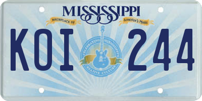 MS license plate KOI244