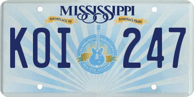 MS license plate KOI247