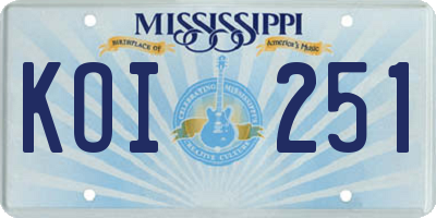 MS license plate KOI251