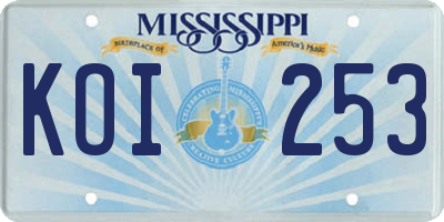 MS license plate KOI253