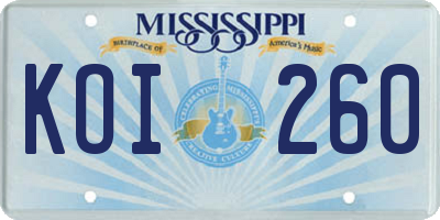 MS license plate KOI260