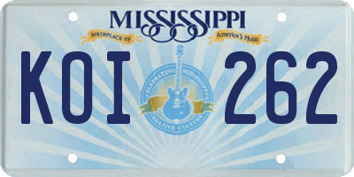MS license plate KOI262