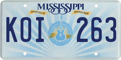 MS license plate KOI263