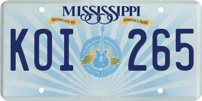 MS license plate KOI265