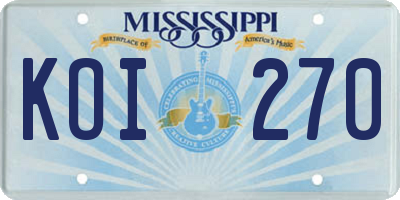 MS license plate KOI270