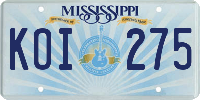 MS license plate KOI275