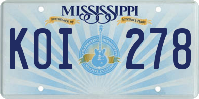 MS license plate KOI278