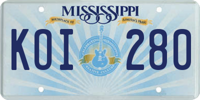 MS license plate KOI280