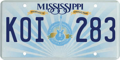 MS license plate KOI283