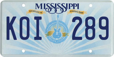 MS license plate KOI289
