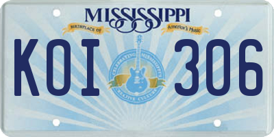 MS license plate KOI306