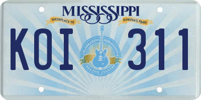 MS license plate KOI311